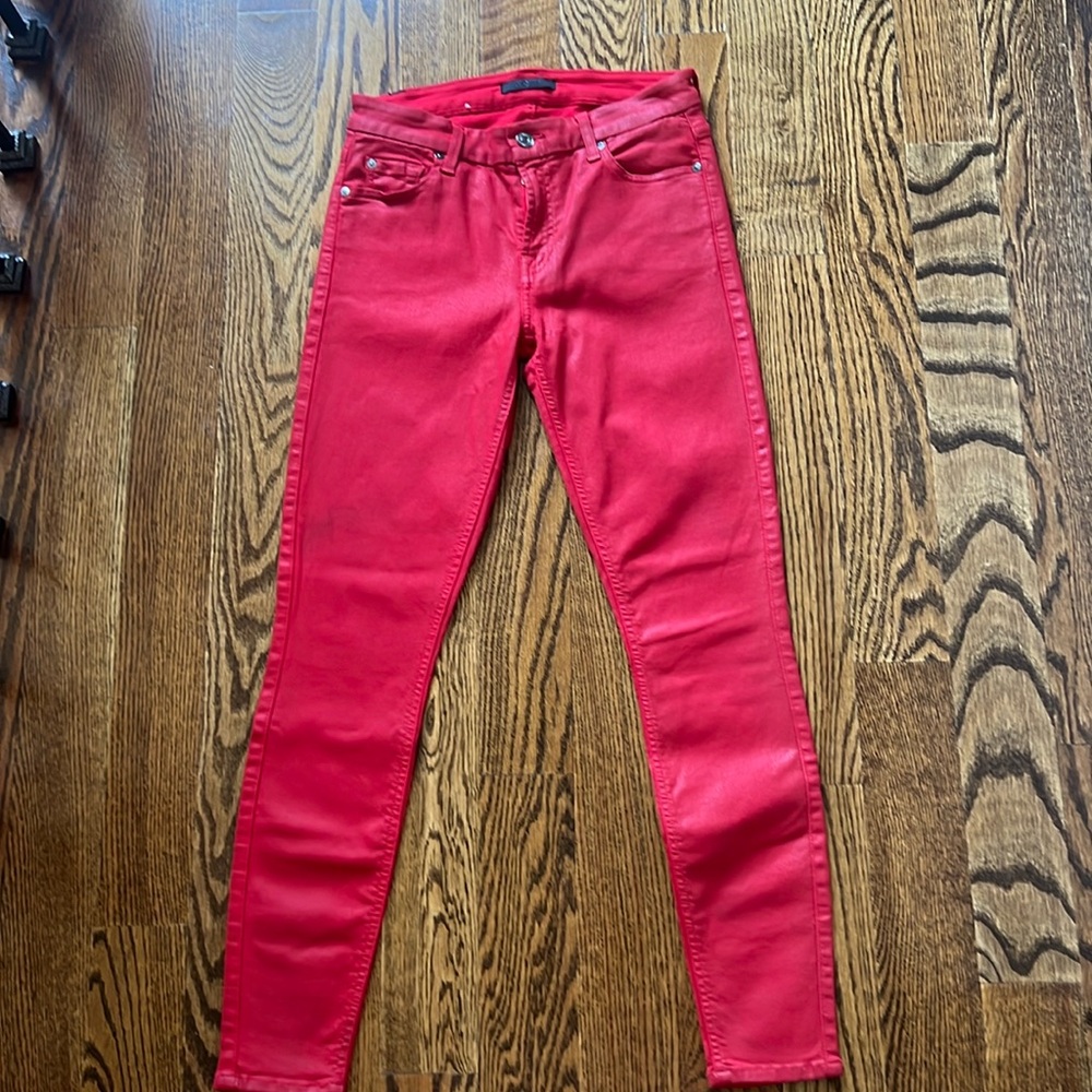 7 for all mankind red “shimmer” pants size 27